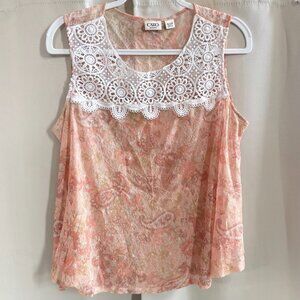 Cato‎ Womens Top 18 20W Paisley Fairy Boho Crochet Coquette Cottage Hippie 19120